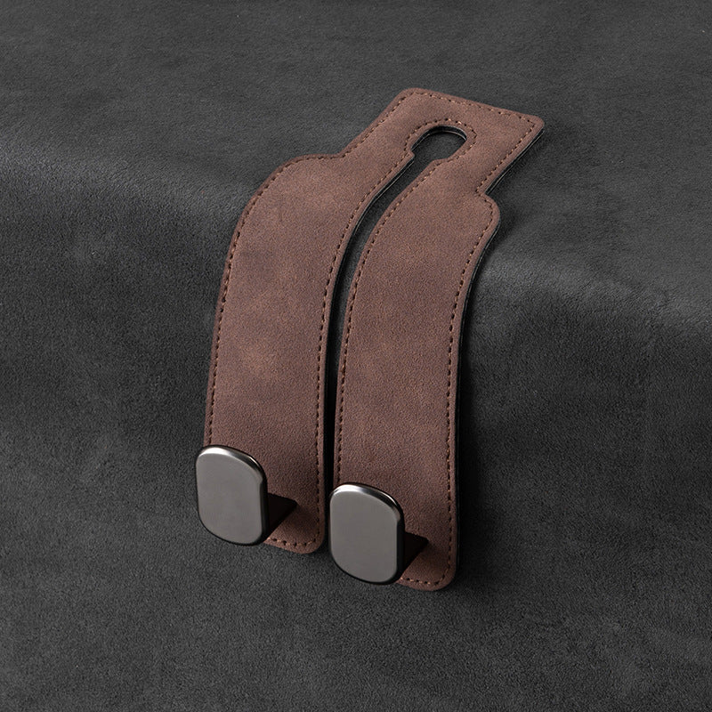 Car rear seat storage small hook turned leather zinc alloy ABS car double hook