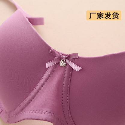 Cross-border half cup underwear women's bra solid color glossy steel ring push up top support bra sexy big chest small bra c cup