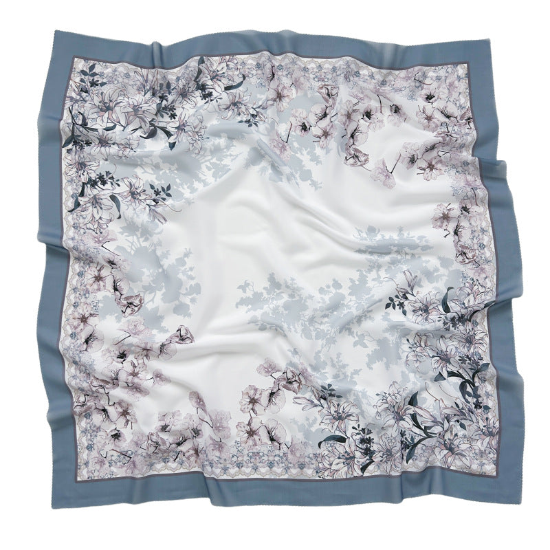 Cross-Border New Product Voile Print 110 Square Scarf Classic Lace Scarf Turban Malaysian Shawl