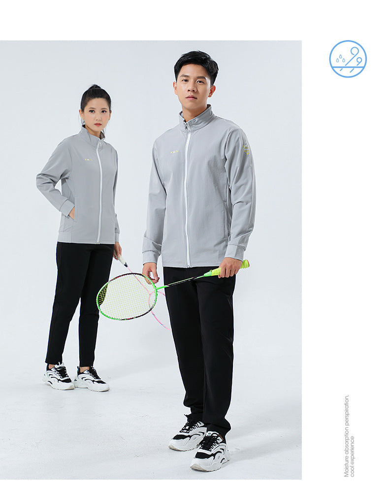 New Badminton Uniform Jacket Black and White Suit Men's and Women's Long-Sleeved Volleyball Uniform Table Tennis Uniform Competition Training Uniform