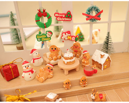 Dollhouse Doll House Snowman Christmas Tree Ginger Biscuit Man Decoration Scene Ornaments Model Christmas Wreath