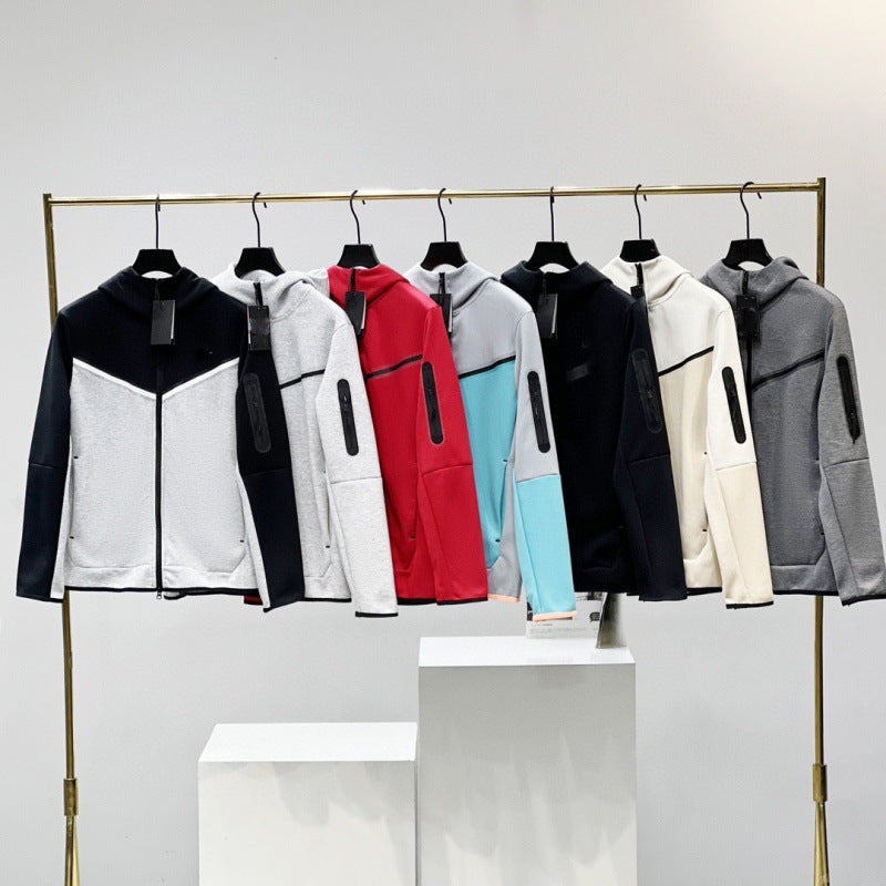 2024 Spring and Autumn Casual Sports Cotton Air Layer Hooded Zipper Cardigan Men's Jacket 490 Coat