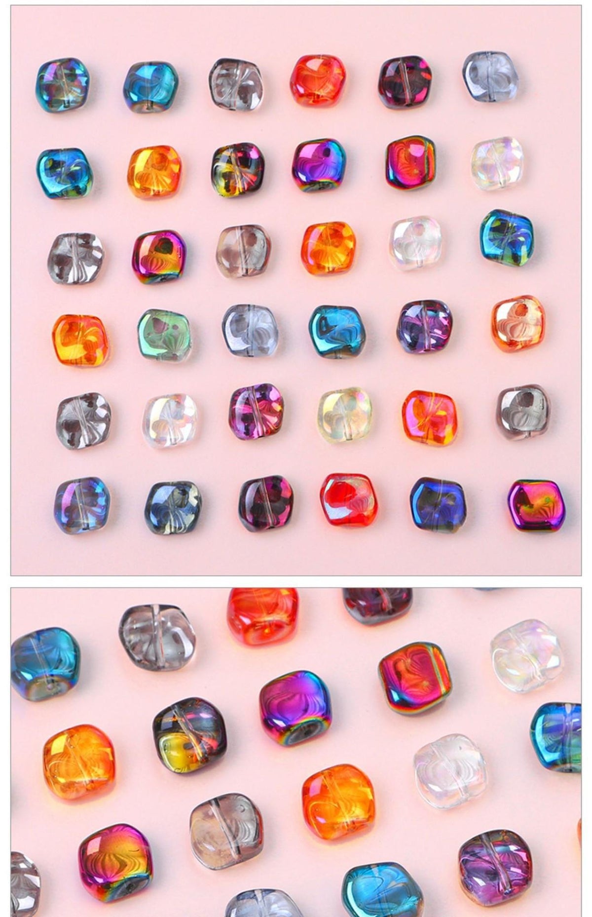 Glass color-plated oblique crystal beads antique diy handmade hairpin necklace material accessories cross-border a generation of hair