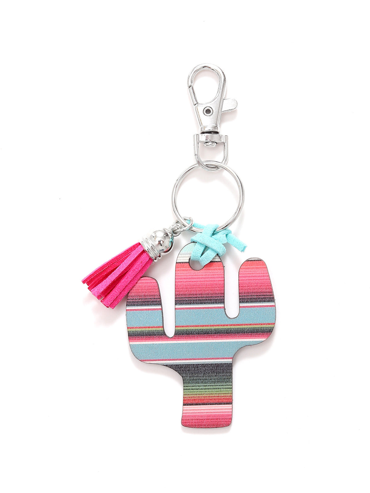 New Wooden Cactus Keychain Leopard Flower Rainbow Sunflower Striped Printed Bag Car Pendant
