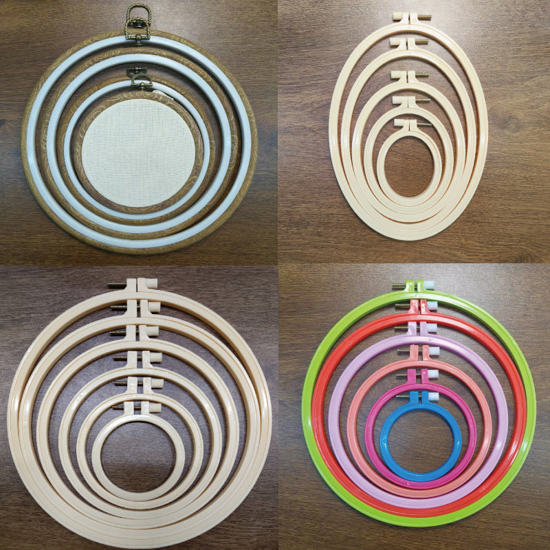 DIY embroidery ring ornaments plastic embroidery inner ring adjustable embroidery cross embroidery imitation bamboo imitation wood embroidery manufacturers wholesale