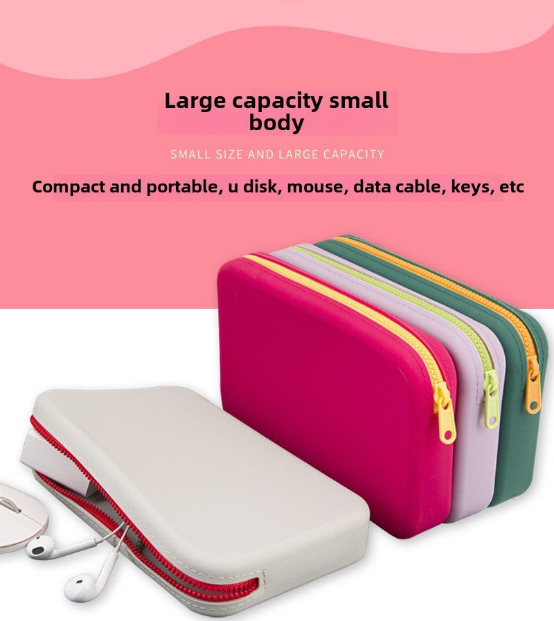 Large-Capacity Rectangular Silicone Cosmetic Bag, Storage Bag, Toiletry Storage Bag, Digital Bag, Travel Bag, Menstrual Bag