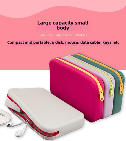 Large-Capacity Rectangular Silicone Cosmetic Bag, Storage Bag, Toiletry Storage Bag, Digital Bag, Travel Bag, Menstrual Bag