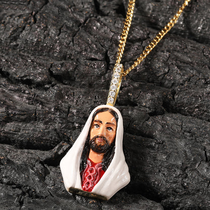 European and American New Products Copper Material Enamel Men's Avatar Personalized Hip-Hop Pendant Necklace Trendy Accessories Jewelry Wholesale