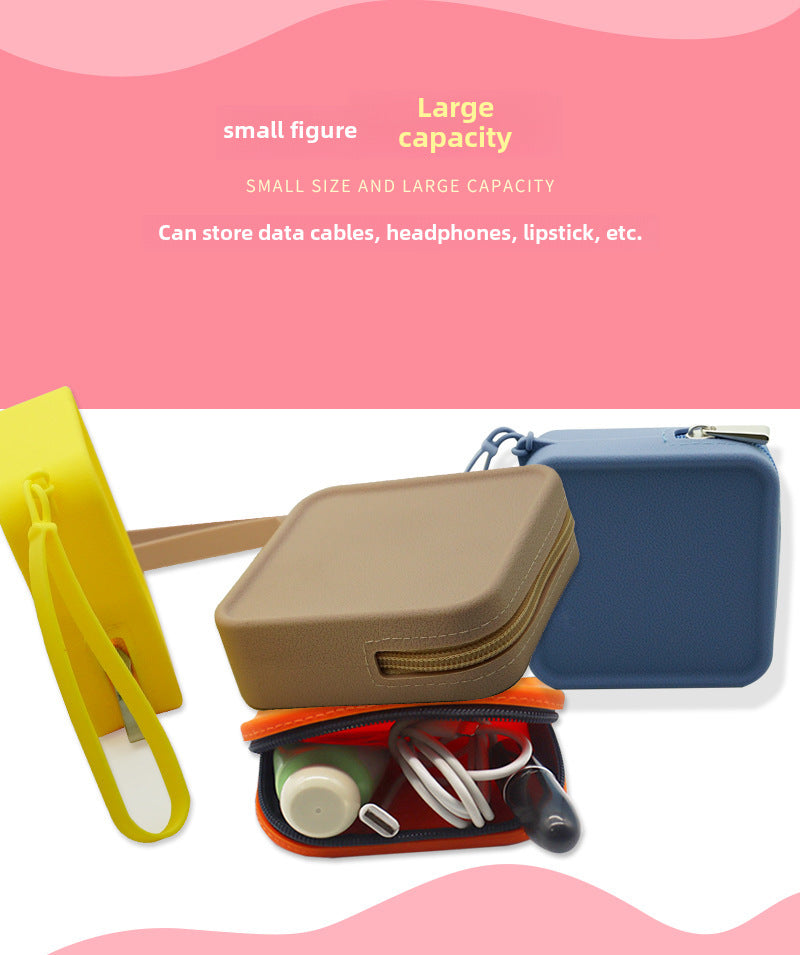 Square Makeup Organizer Silicone Coin Purse Portable Travel Storage Bag Multi-Purpose Lipstick Travel Essential