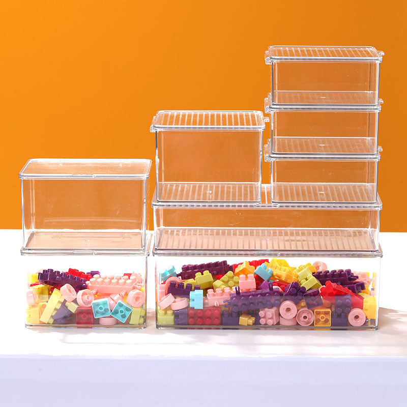 Desktop Storage Box with Lid Flip-Top Rectangular Transparent Acrylic Storage Box Kitchen Cosmetics Sundry Work Station