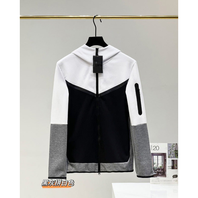 2024 Spring and Autumn Casual Sports Cotton Air Layer Hooded Zipper Cardigan Men's Jacket 490 Coat