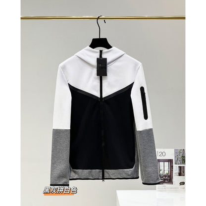 2024 Spring and Autumn Casual Sports Cotton Air Layer Hooded Zipper Cardigan Men's Jacket 490 Coat