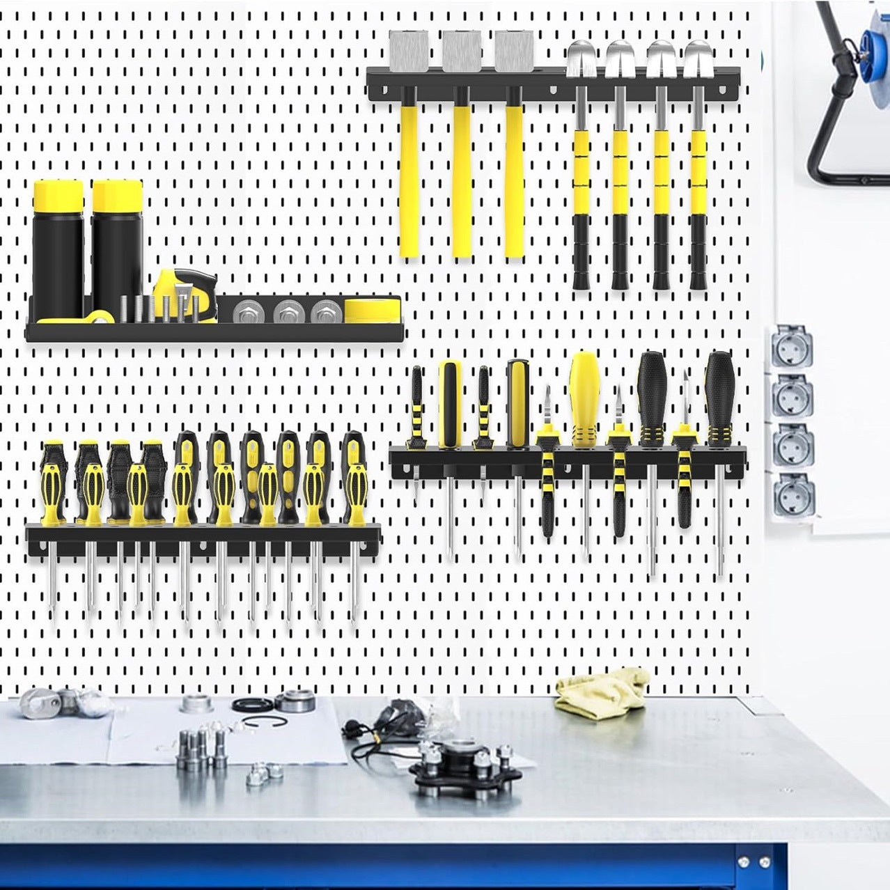 Hardware Tool Storage Rack Iron Wall-Mounted Screwdriver Pliers Rack Lightweight Design Multi-Hole Screwdriver Display Rack