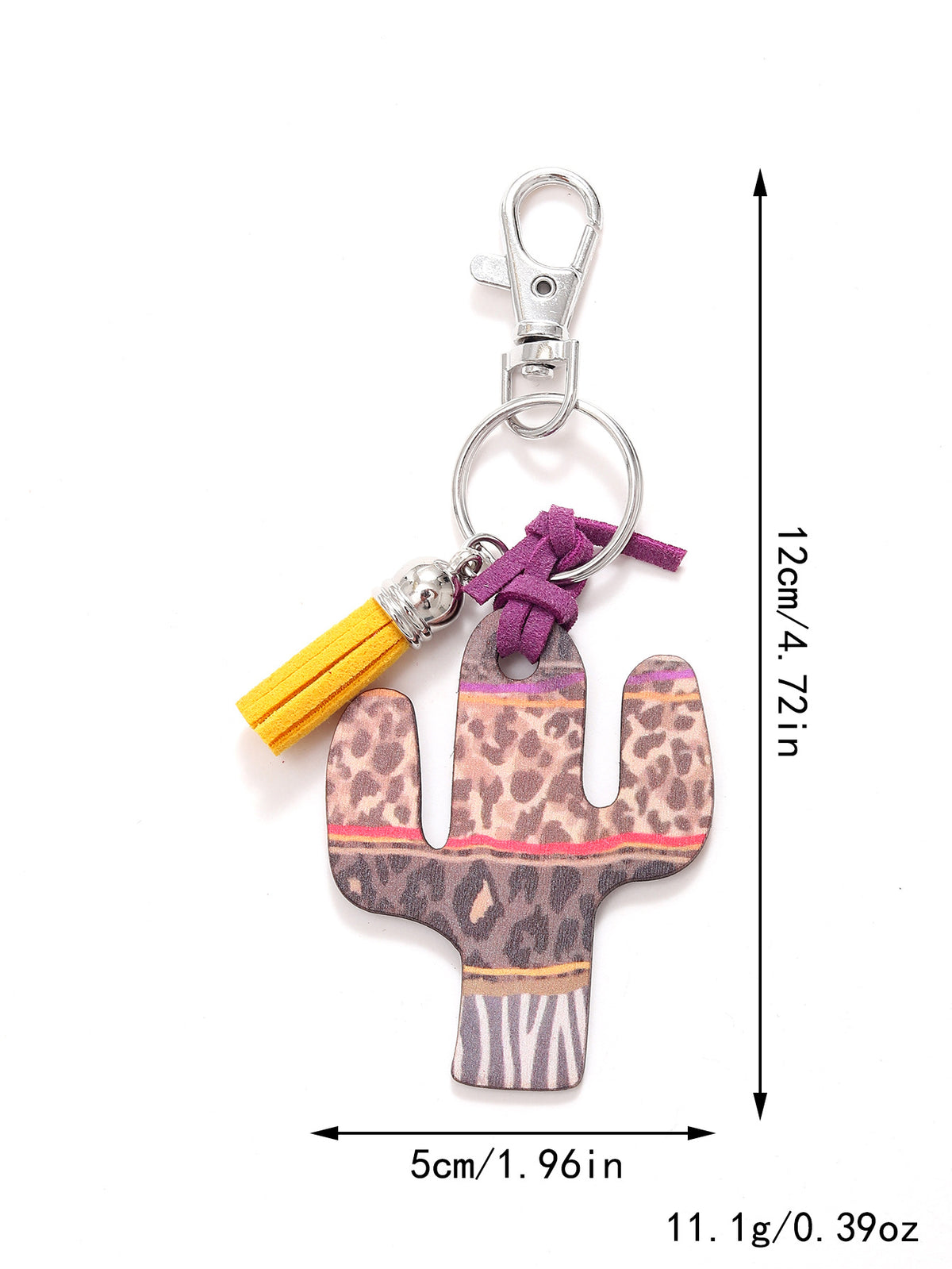 New Wooden Cactus Keychain Leopard Flower Rainbow Sunflower Striped Printed Bag Car Pendant