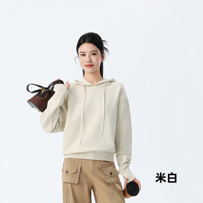 Couple Style Air Layer Hooded Top for Women, Lightweight, Breathable, High-End, Slim, Casual, Loose Sweatshirt, New Trendy Brand