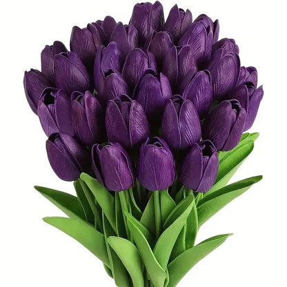 Pu Mini Tulip Artificial Flower Bouquet Cross-Border Artificial Flower Home Decoration Photo European Style Ornaments Factory Direct Sale