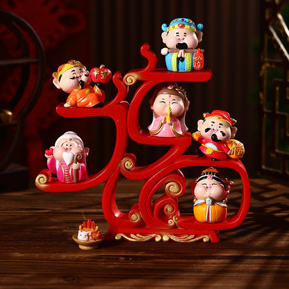 Fuxing Linmen God of Wealth Decoration Office Home Living Room Decorations Hallway Opening Housewarming Gift