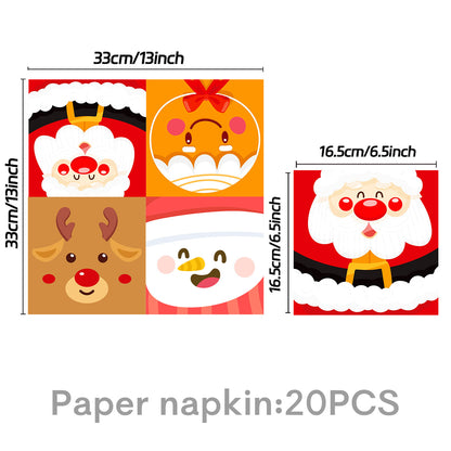 Amazon New Product Christmas Decoration Party Tableware Cartoon Snowman Christmas Napkin Party Holiday Paper Plate