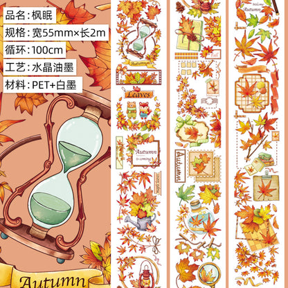 New pet Journal tape flower special material autumn letter simple full roll material shell optical flow hemp Journal tape