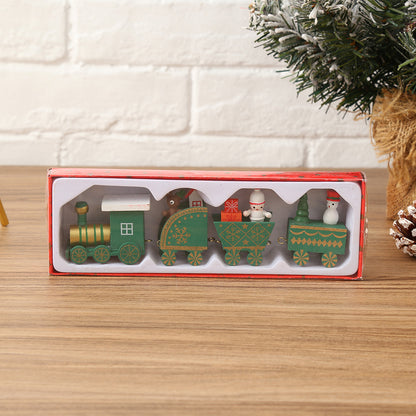 Strict selection of Christmas decorations cartoon creative children's Christmas gifts small train wooden window desktop ornaments