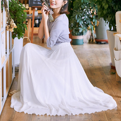 720 Degree Double Layer Large Swing Skirt Chiffon Classical Dance Ethnic Dance Skirt Dance Long Skirt Square Dance Practice Xinjiang Dance