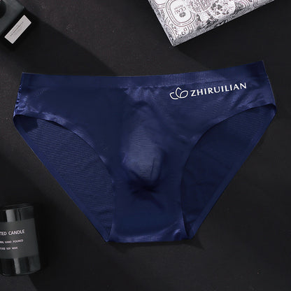 Foreign trade explosions men's briefs breathable comfortable letter sports sexy transparent egg ice silk low waist underwear head