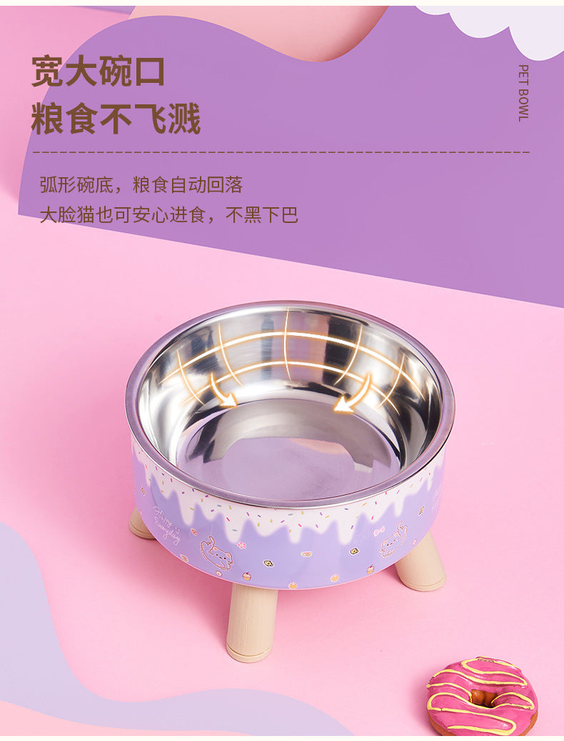 Pet Bowl Anti-overturning Cat Bowl Pet Stainless Steel Dog Bowl Cat Neck Protection High Foot Bowl Dog Food Utensils Cross-border New
