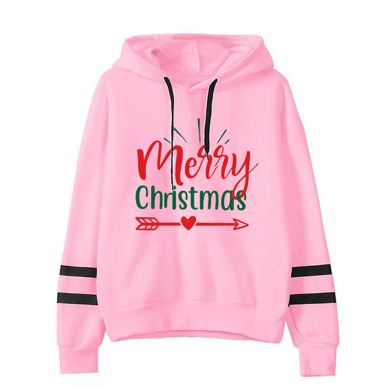 Amazon Cross-border European and American Christmas Merry Christmas Printed Hooded Sweatshirt Autumn and Winter Coat