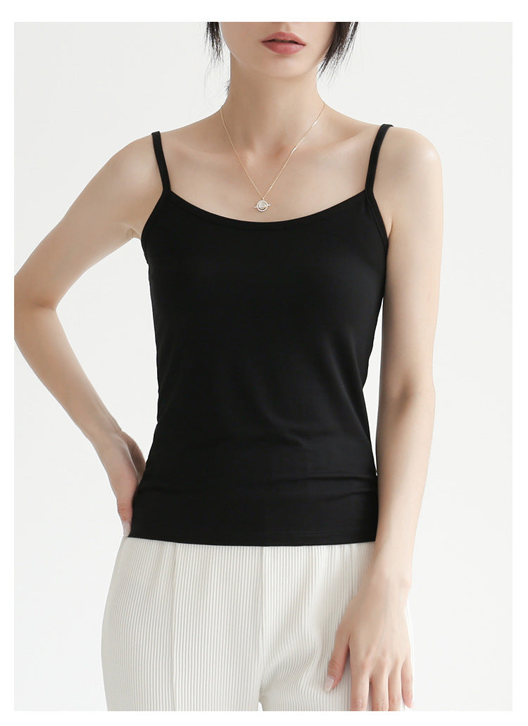 Factory Direct Sales Spring and Summer Versatile Camisole Women's Simple Solid Color Slim Elastic Bottoming Shirt Wholesale Dropshipping