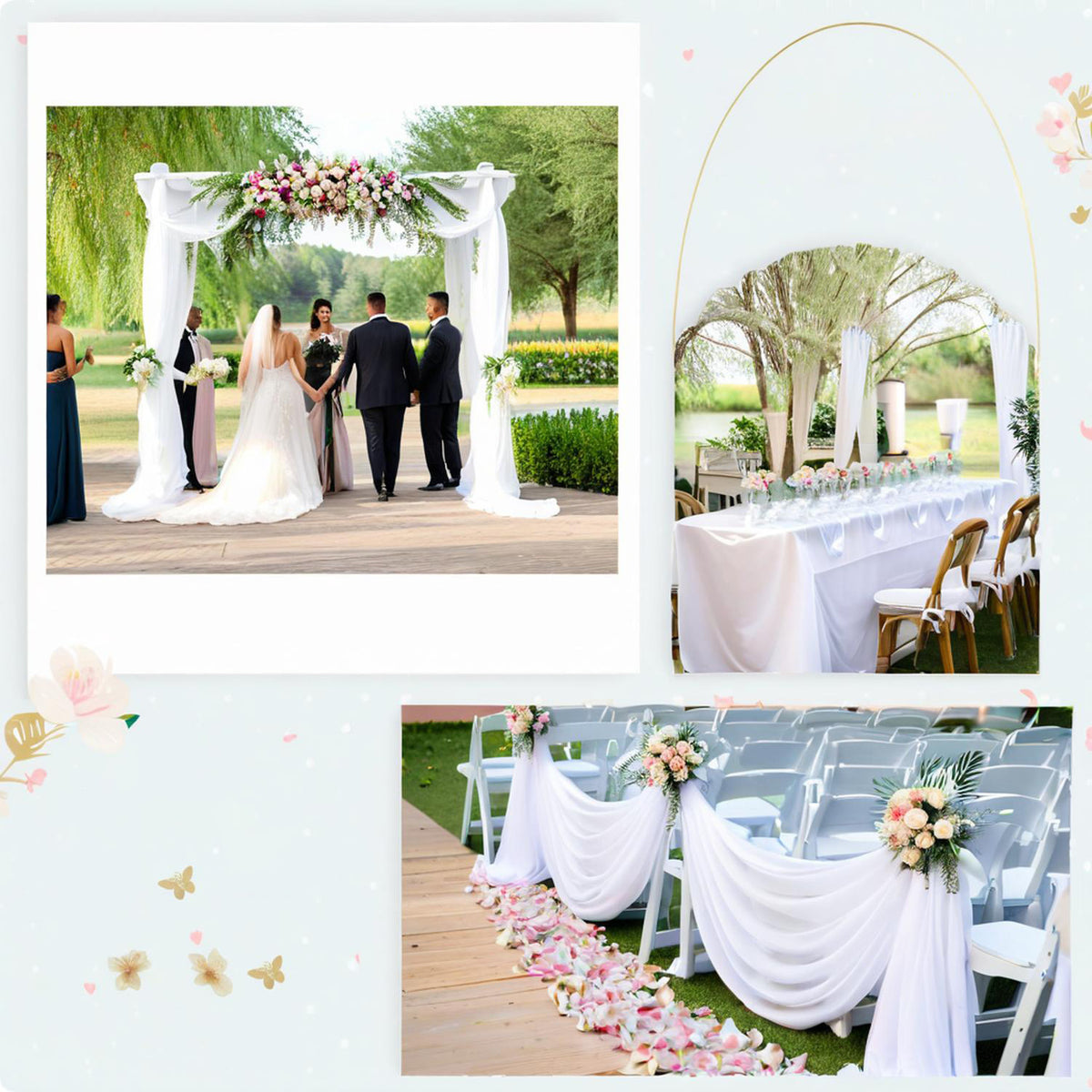 Wedding gauze curtain white gauze cross-border outdoor gauze curtain scene background decoration party wedding gauze wedding arch