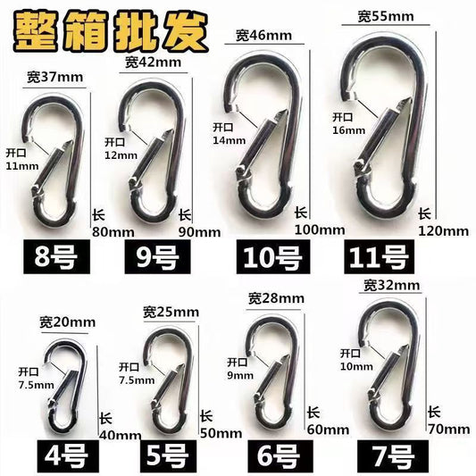 Safety Buckle, Climbing Buckle, Stainless Steel Lock, Spring Safety Ring, Outdoor Rock Climbing Accessories, Factory Direct Sales, Safety Hook