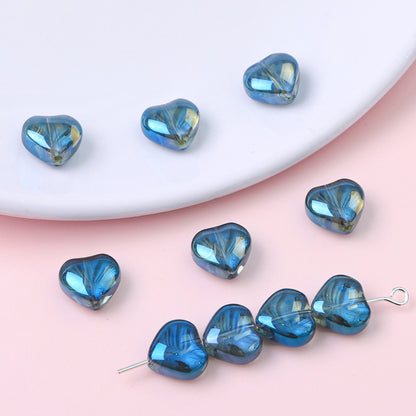 10mm Glass Color-Coated Peach Heart Crystal Beads Loose Beads DIY Handmade Necklace Bracelet Ear Jewelry Manufacturer Direct Sales Wholesale