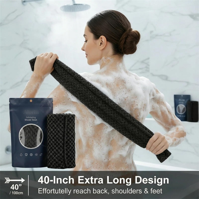 Exfoliating Shower Towel Cleanses, Smooths, and Cares for the Skin