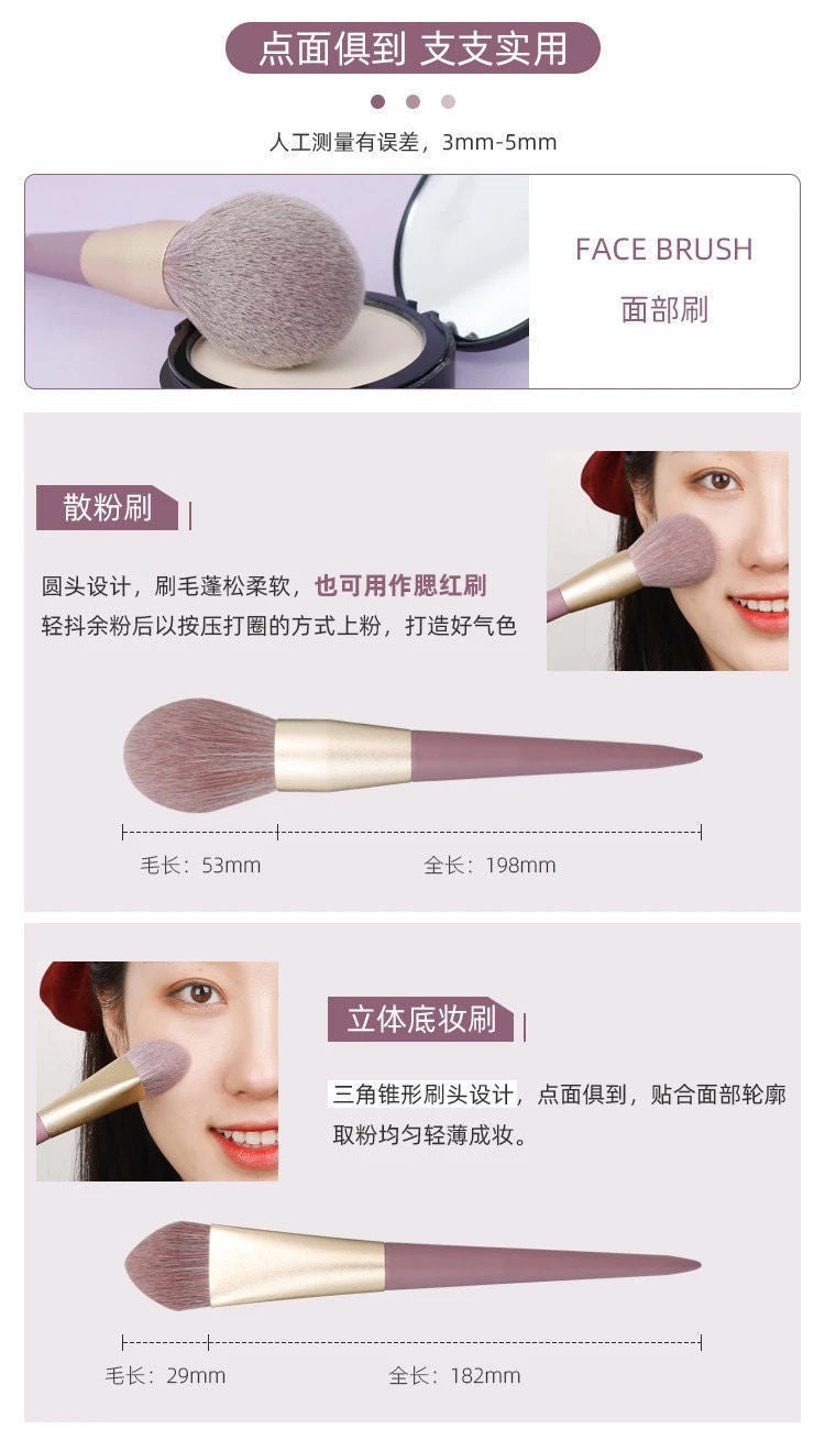 Cangzhou Little Purple Potato Makeup Brush Set Loose Powder Brush Eyeshadow Brush Foundation Brush Portable Beauty Brush Makeup Tools