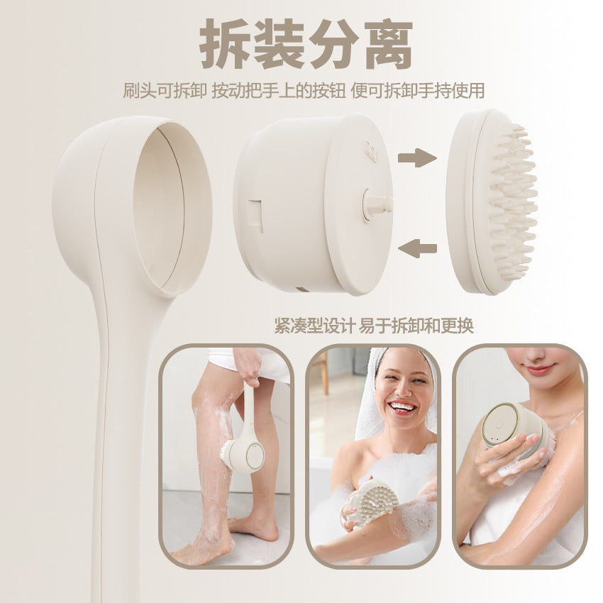 Dual-Handle Electric Bath Scrubber with Five Brush Heads, Spa-Grade Bath Brush, Wireless Electric Bath Brush, Body Cleansing Device