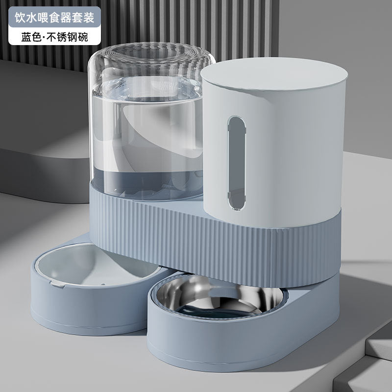 Pet Automatic Drinking Water Feeder Integrated Cat Bowl Dog Bowl Water Dispenser Large Capacity Rotatable Combination Bowl Food Bowl