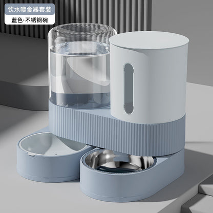 Pet Automatic Drinking Water Feeder Integrated Cat Bowl Dog Bowl Water Dispenser Large Capacity Rotatable Combination Bowl Food Bowl