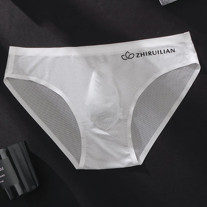 Foreign trade explosions men's briefs breathable comfortable letter sports sexy transparent egg ice silk low waist underwear head