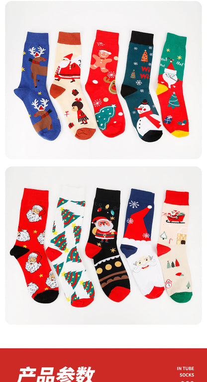 Cross-border Hot Christmas Socks Autumn and Winter Santa Claus Mid-tube Socks Elk Christmas Gifts Amazon Tide Socks