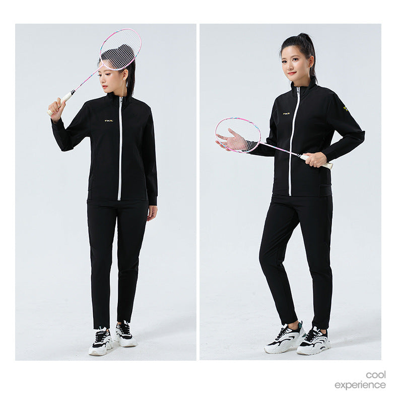 New Badminton Uniform Jacket Black and White Suit Men's and Women's Long-Sleeved Volleyball Uniform Table Tennis Uniform Competition Training Uniform