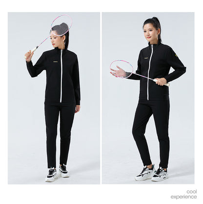 New Badminton Uniform Jacket Black and White Suit Men's and Women's Long-Sleeved Volleyball Uniform Table Tennis Uniform Competition Training Uniform