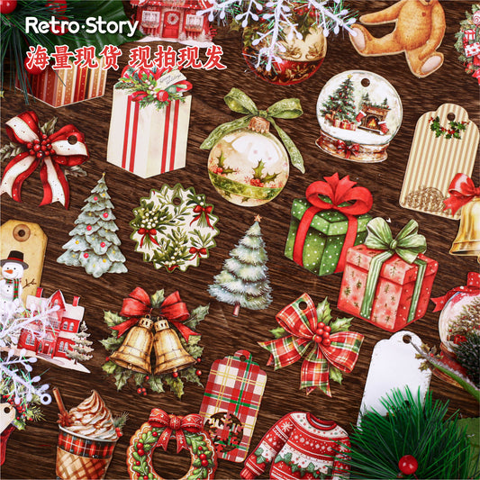 Retrostory Winter Story Collection Series Christmas Decoration Sticker Pack Creative Holiday Bow Bottoming Handbook Sticker
