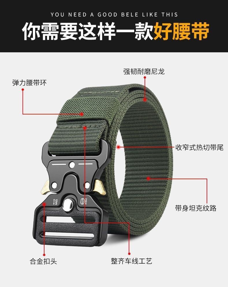 Factory direct cross-border nylon automatic buckle belt outdoor tooling tactical pants belt military training belt men wholesale