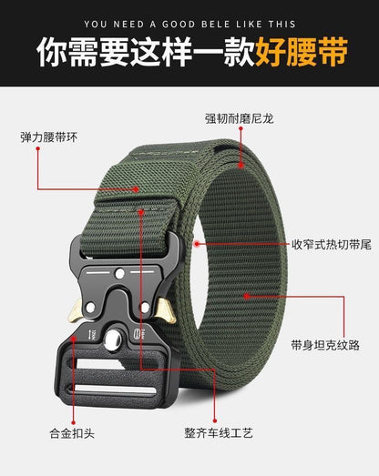 Factory direct cross-border nylon automatic buckle belt outdoor tooling tactical pants belt military training belt men wholesale
