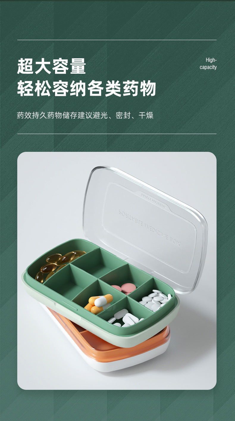 T5135 Portable Seven-Day Pill Box, One-Week Large-Capacity Storage Box, Sealed Pill Box, Portable Pill Dispenser