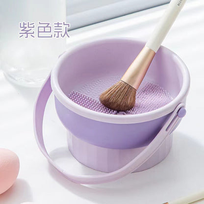 Makeup Brush Cleaning Bowl Cleaning Box Silicone Beauty Egg Cleaning Set Scrubbing Bowl Storage Rack Drying Tool Set