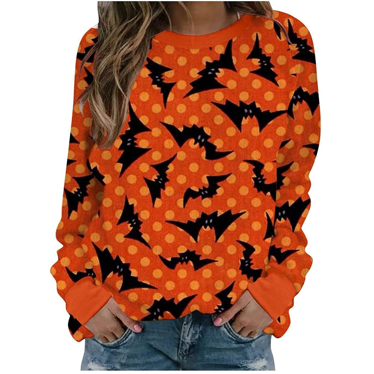 Foreign Trade Cross-border Autumn and Winter New Halloween 3D Digital Printing European and American Women's Crewneck Casual Long Sleeve Sweatshirt