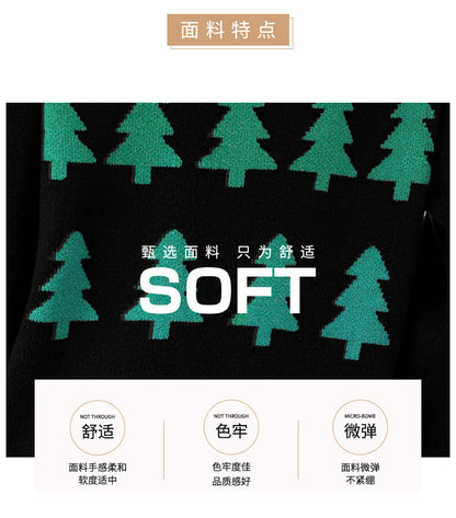 Shein Amazon European and American Clothing Autumn and Winter Pullover Jacquard Christmas Tree Knitwear Long-Sleeved Red Christmas Knitwear