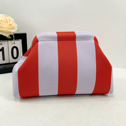 Cross-Border Dropshipping Knitted Bag Striped Clutch Bag for Women Fly-Knit Cloud Versatile Stylish Portable Makeup Bag Large Capacity