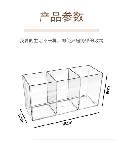 Multi-Grid Pen Holder Storage Box Makeup Brush Storage Tube Nordic Style Student Desktop Transparent Simple Style Solid Color Pen Holder